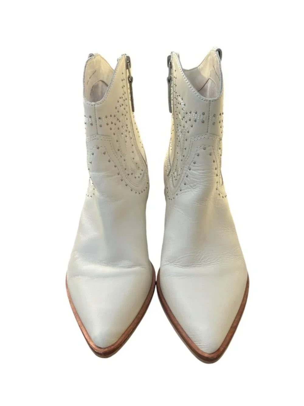 Dolce Vita Solow Stud Off White Leather Western Boot Womens 9.5 Cowgirl Core